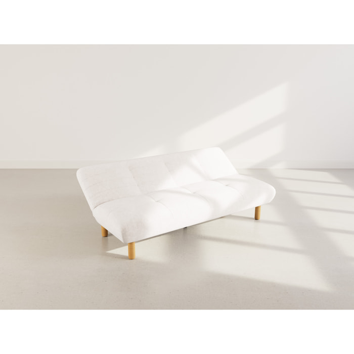 Soan - Banquette 2 places convertible clic-clac en velours texturé - Beige