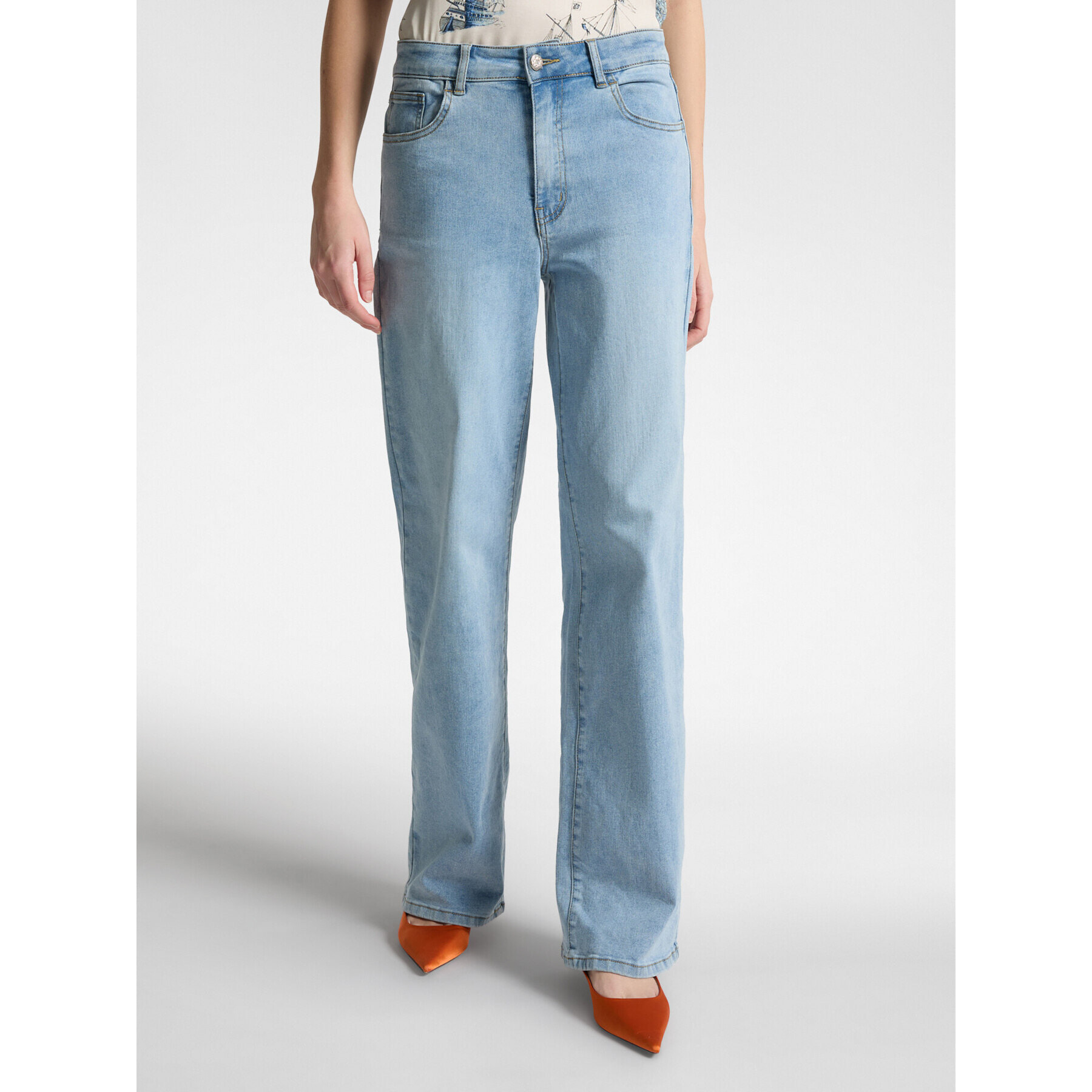 Elena Mirò - Jeans mid wide leg - Light - blue