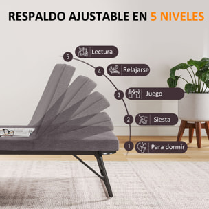 Cama Plegable 70x180 cm con Colchón de Espuma Mueble Cama Plegable con Respaldo Ajustable en 5 Posiciones y Ruedas Cama de Invitados Carga 120 kg