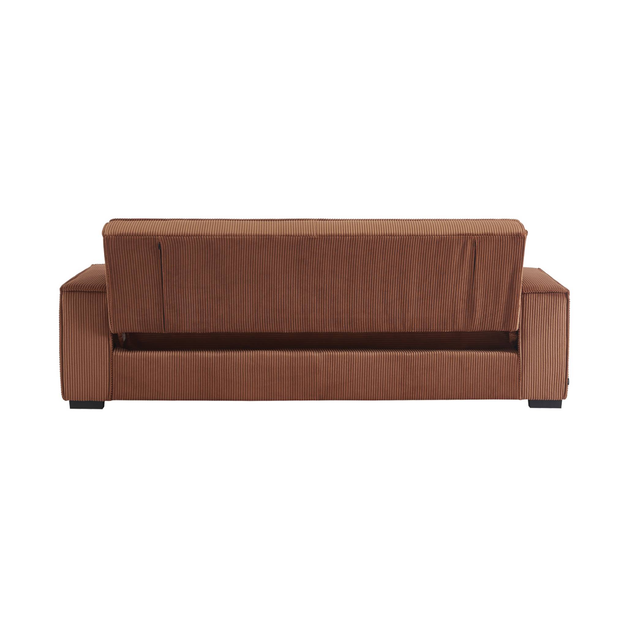 Canapé convertible 3 places camel velours côtelé L 231 x P 96.5 x H 80cm