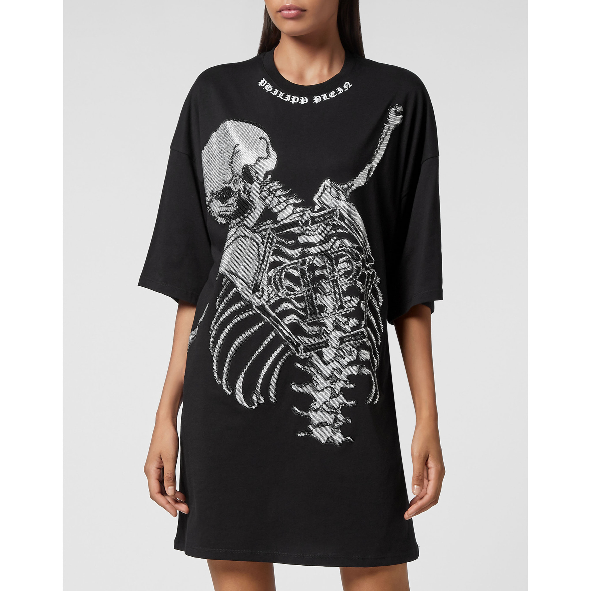 PHILIPP PLEIN T-Shirt Dress Short SKELETON
