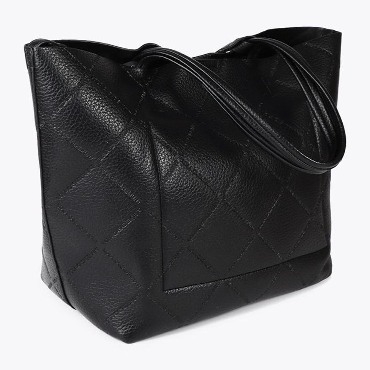 Shopper effetto pelle monogramma con logo ovale pendente