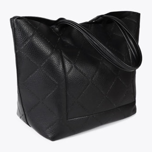 Shopper effetto pelle monogramma con logo ovale pendente