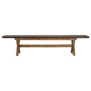 NESTOR - Ensemble table et bancs effet béton marron pieds en bois d'acacia