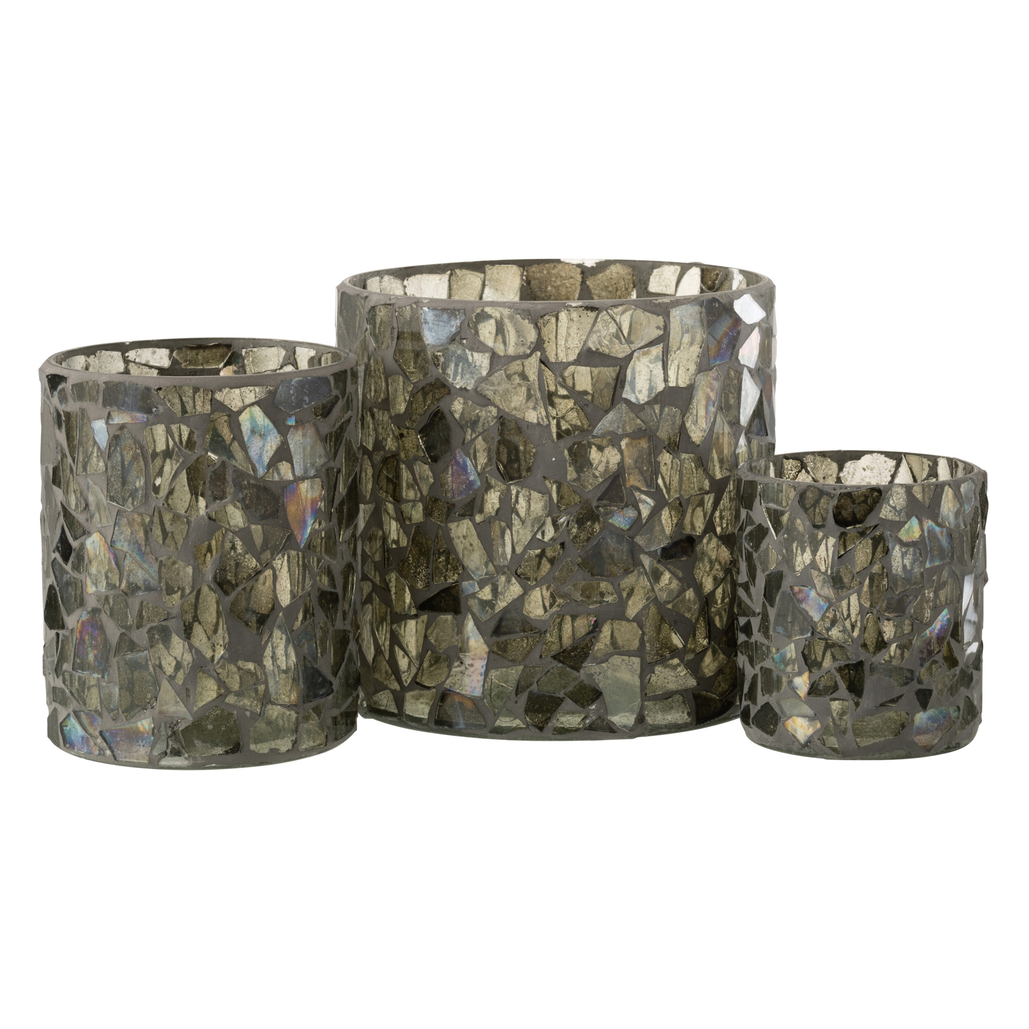 J-Line photophore Mosaique - verre - gris/vert - large