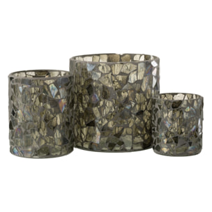 J-Line photophore Mosaique - verre - gris/vert - large