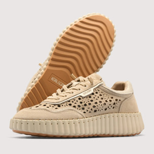 Sneaker Piel Troquelada Dorado - Sienna