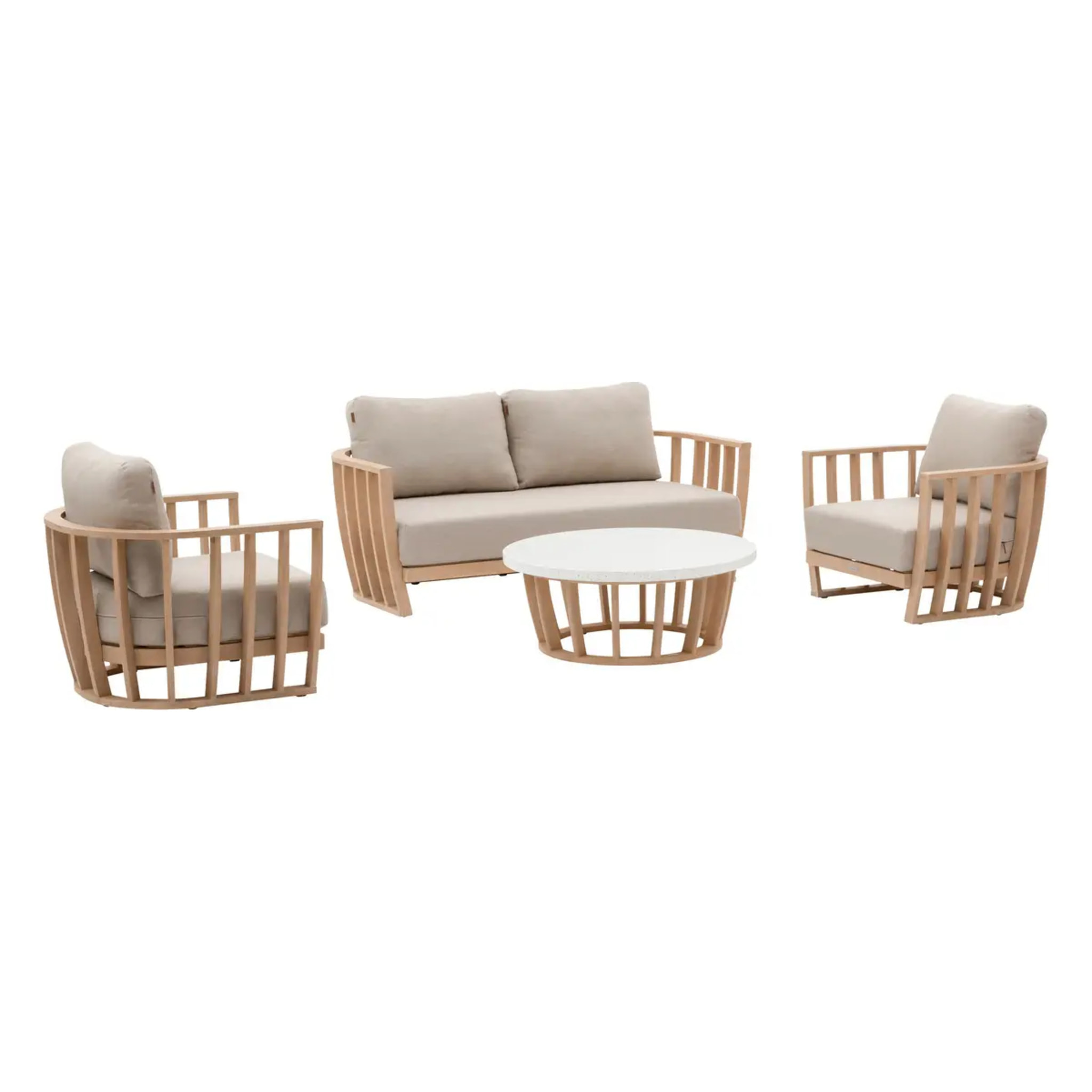 Salon de jardin "Lemindo" 5 places en polyester et eucalyptus