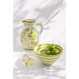 J-Line bol Granada Stripes High - céramique - blanc/vert  - medium - Ø 22 cm