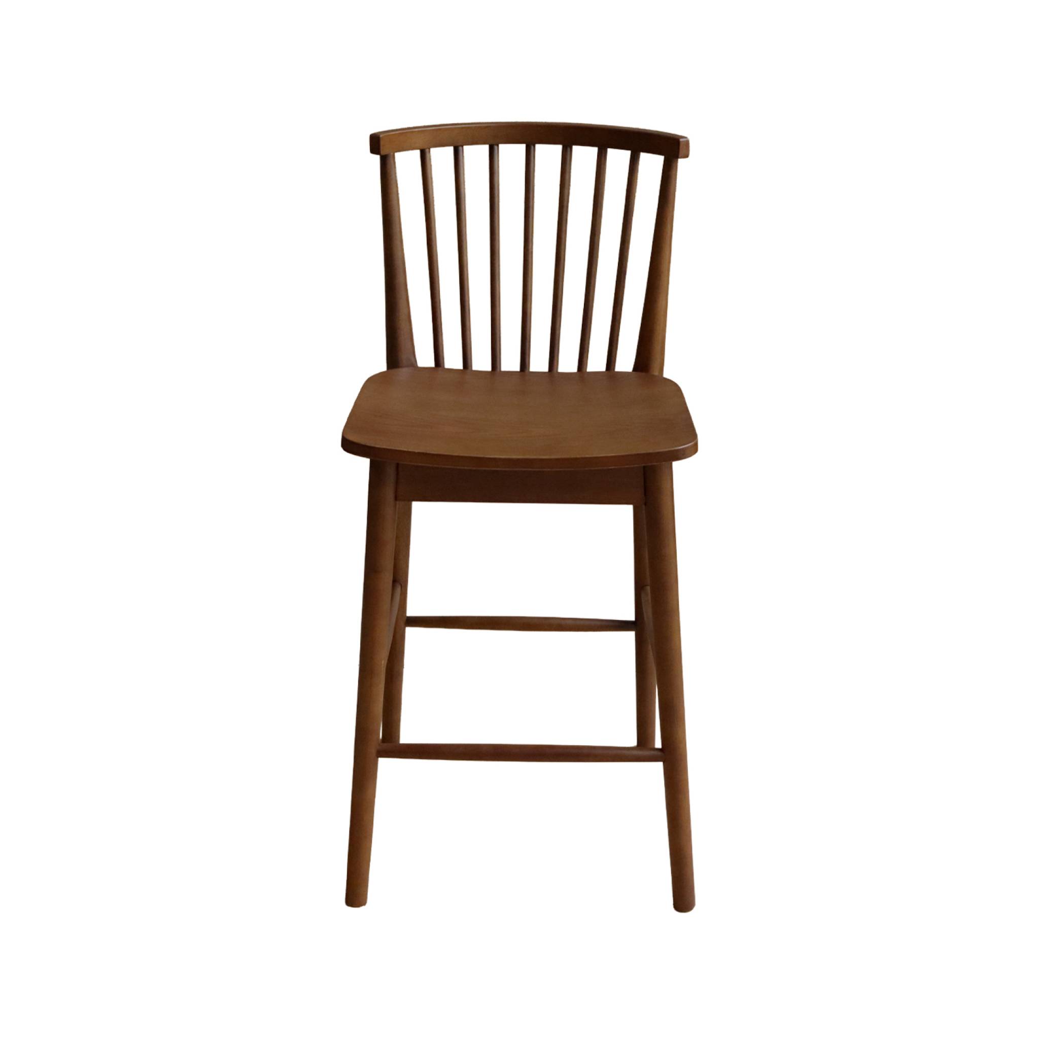 Lot de 2 tabourets de bar à barreaux bois d'hévéa et contreplaqué noyer - 48 x 58 x 98.5 cm - Paula