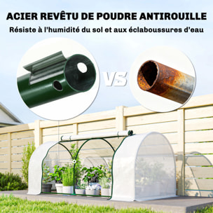 Serre tunnel porte zippée enroulable bâche imperméable acier blanc