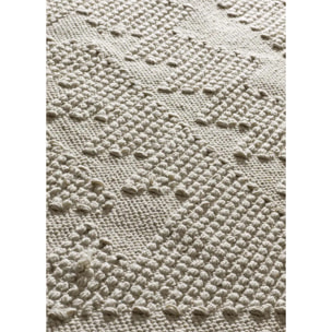 PAMUK Alfombra étnica algodón reciclado con relieve en crema, varias medidas disponibles