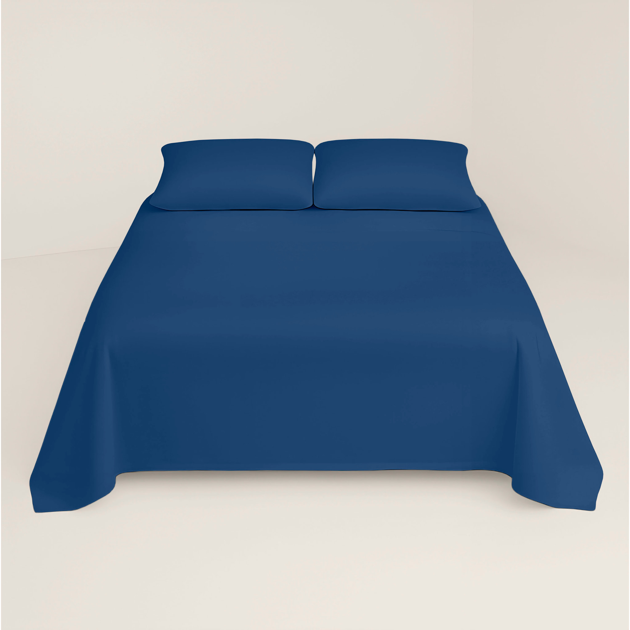 Juego de Sábanas Lisas - 100% Microfibra - Incluye 1 o 2 Fundas de Almohada + 1 Sábana Bajera - Azul