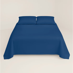 Juego de Sábanas Lisas - 100% Microfibra - Incluye 1 o 2 Fundas de Almohada + 1 Sábana Bajera - Azul