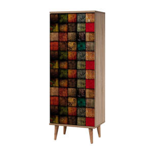 Scarpiera Dgrandin, Mobile portascarpe, Armadio da ingresso multiuso, Mobiletto per calzature, 50x38h135 cm, Quercia e Multicolore