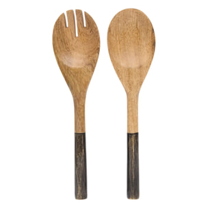 Couverts à salade bicolore Ava L.28cm noir