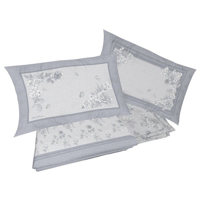 Completo letto praga grigio 100% cotone