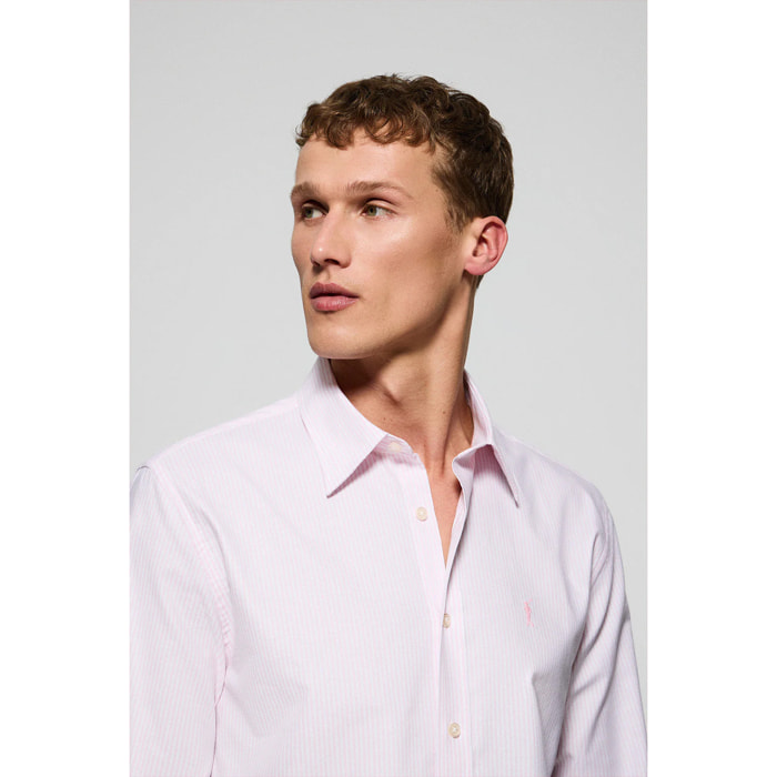 Camicia righe yale rosa con logo ricamato Rigby Go