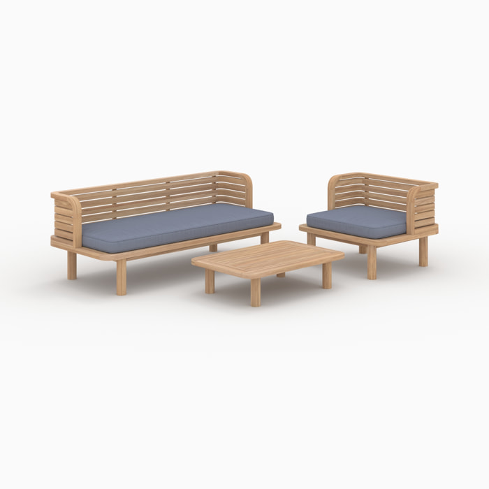 Salon de jardin 3 personnes en bois de teck massif - Kilda