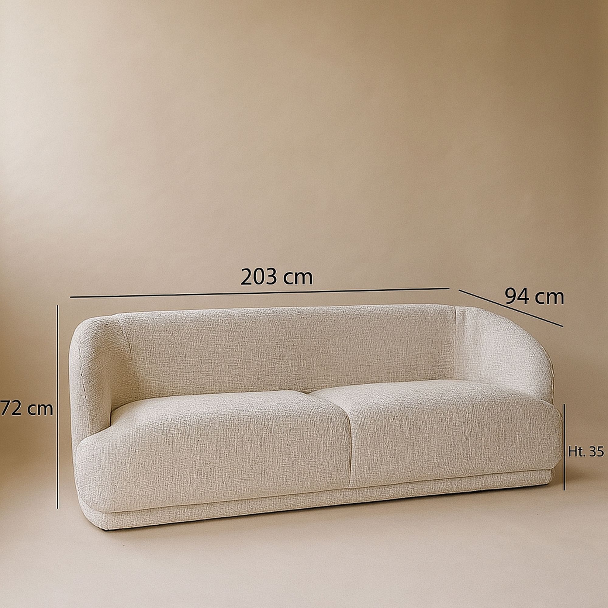 Canapé en velours cotelé crème 2 places HUTON