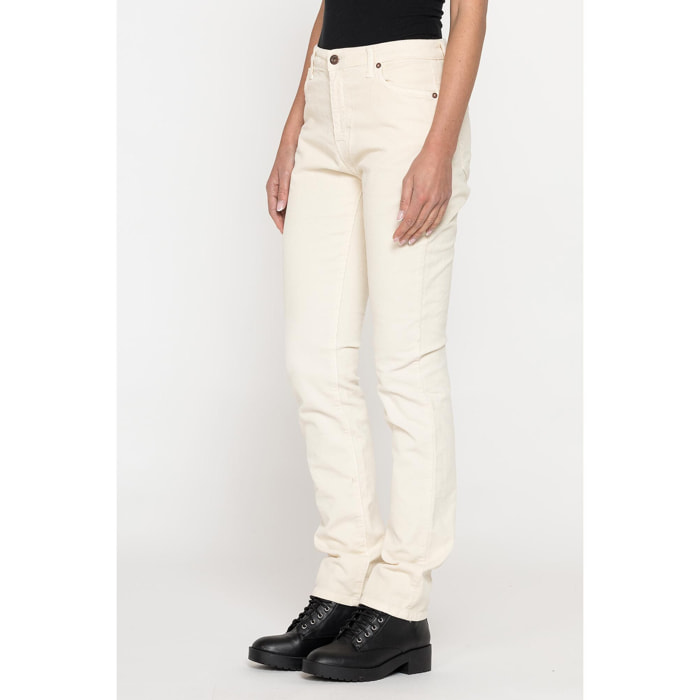 PANTALONE IN VELLUTO STRETCH MOD. 753. Vita alta gamba regolare.