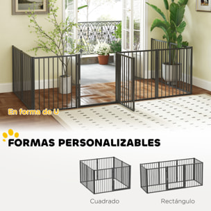 Parque para Perros Vallas para Perros de 8 Paneles 60x76 cm Corralito para Perros Pequeños y Medianos de Acero para Interior y Exterior Negro