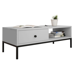 Filipo - table basse - 1 tiroir et 1 niche - 90 cm - Gris