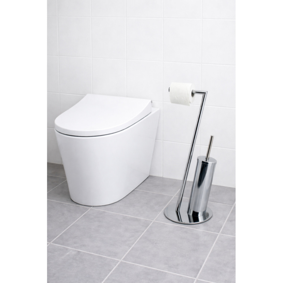 Combiné Wc en Acier Chromé Gris MSV