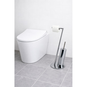 Combiné Wc en Acier Chromé Gris MSV