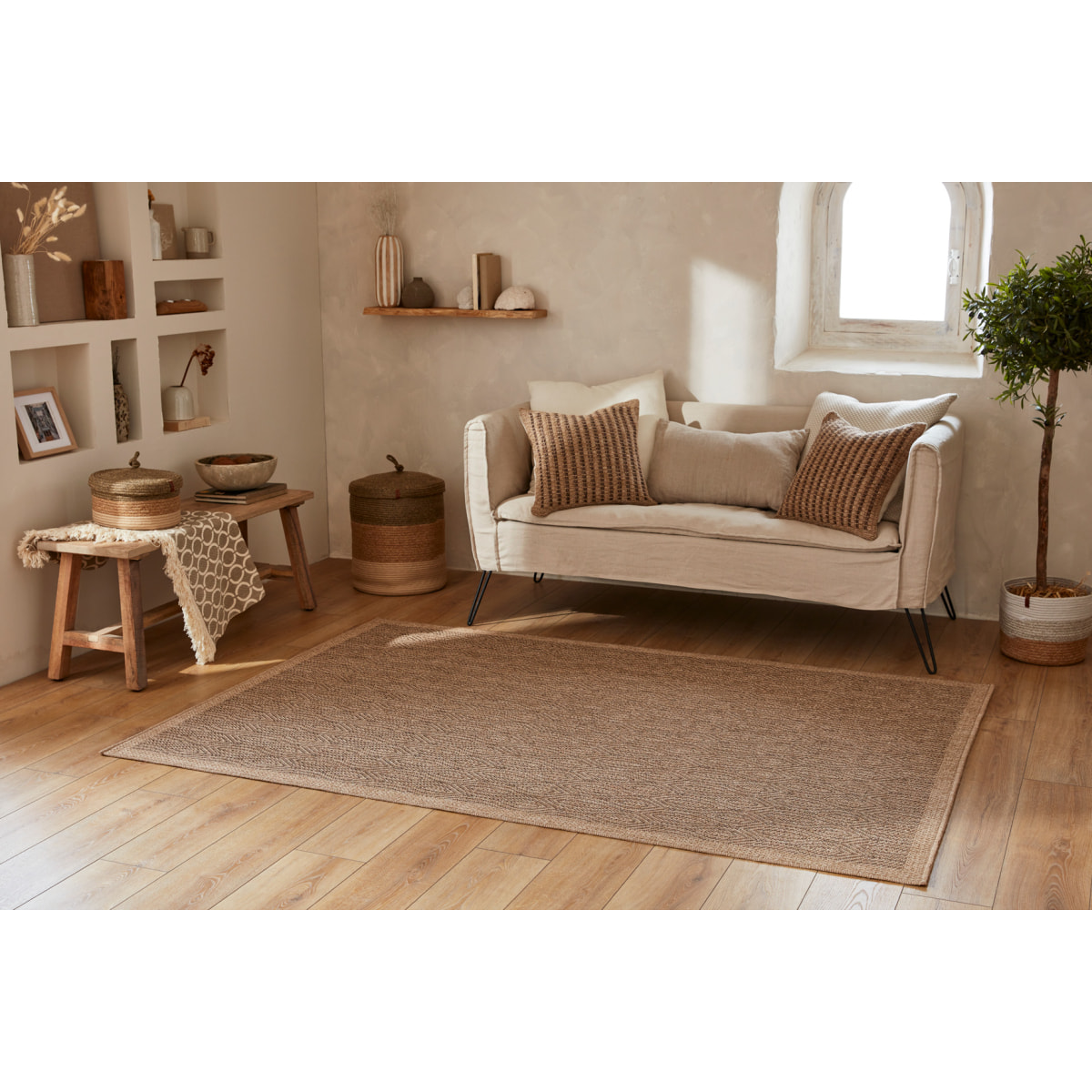 Tapis moderne effet jute naturel