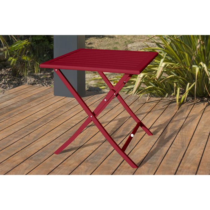 MARIUS - Table de jardin pliante en aluminium rouge carmin