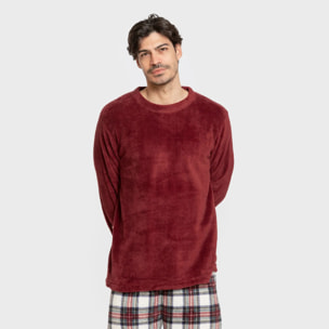 Pijama coral hombre Cuadro Celestia Burdeos