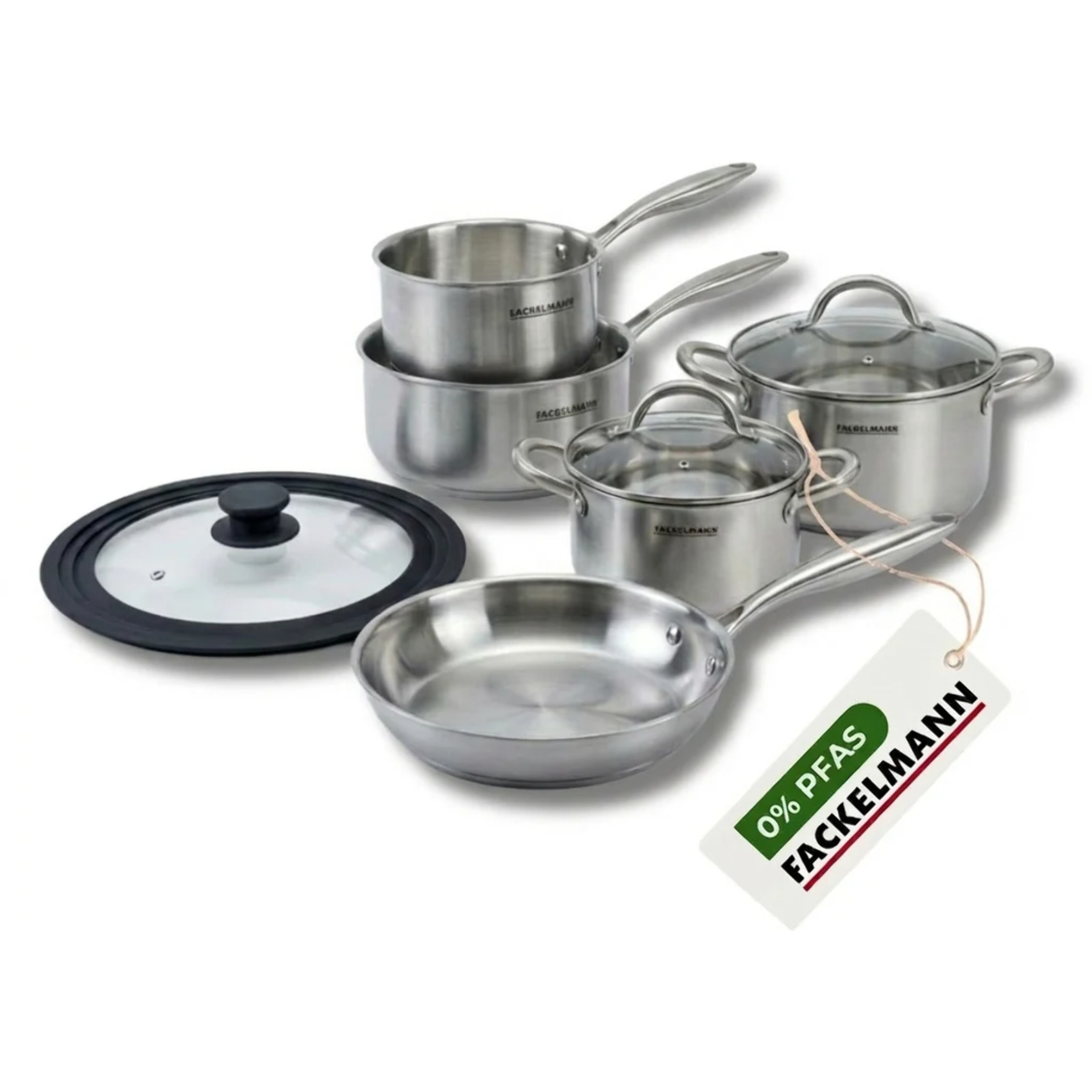 Poêle à Frire, Casseroles, Faitouts inox 18/10 Triply et couvercle Fackelmann Vita3