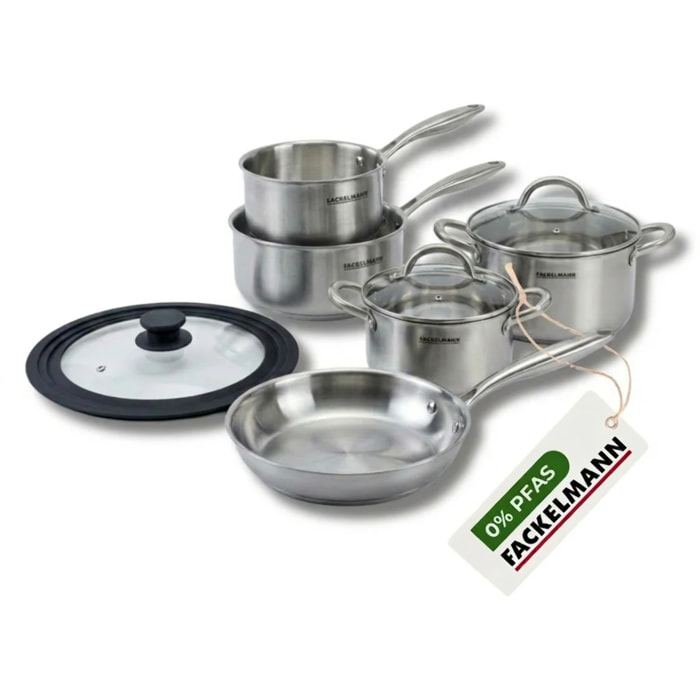 Poêle à Frire, Casseroles, Faitouts inox 18/10 Triply et couvercle Fackelmann Vita3