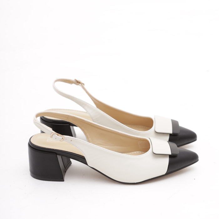 SLINGBACK BICOLORE SQUARE CHOCOLA' PANNA