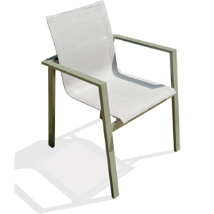 MIAMI - Fauteuil de jardin empilable en alu et toile plastifiéee