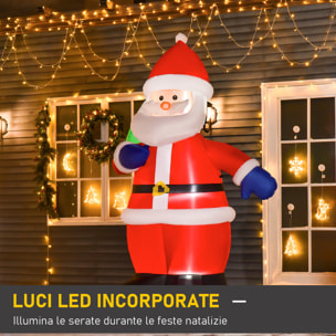 HOMCOM Babbo Natale Gonfiabile con Albero 150cm con Luci LED - Rosso