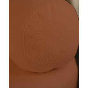 Sillón de bouclé redonda color marron cobre de 91x71cm Alto: 71 Largo: 91 Ancho: 91