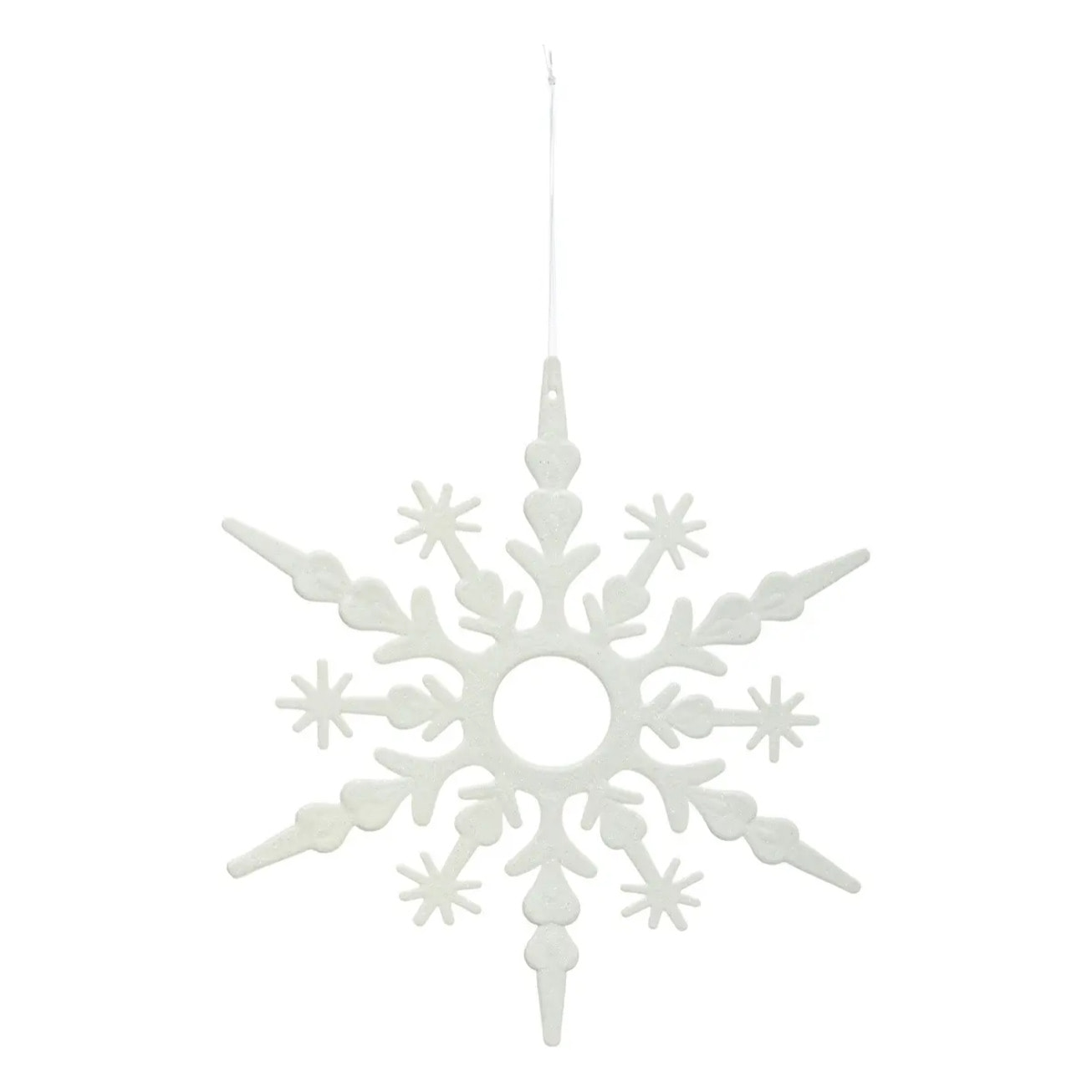 Décoration de sapin flocon pailletée blanc 30cm