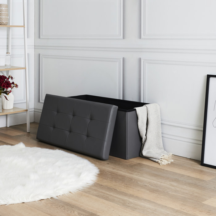 Coffre Banc Pliable Pu Gris
