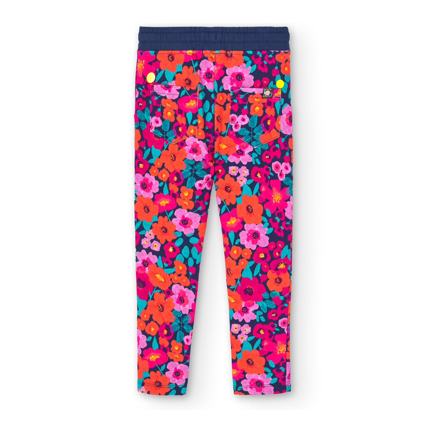 Pantalón felpa elástica flores de niña