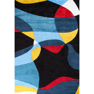 MILANO - Tapis motif abstrait poils en relief multicolore