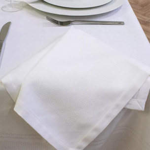 Serviette pur coton motif jacquard blanc Signature blanc