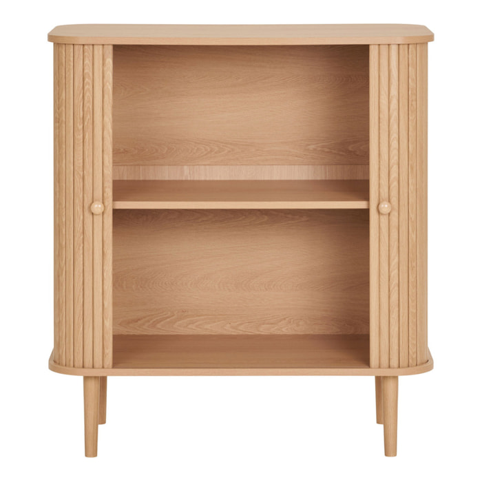 Nikko - Credenza bassa con 2 ante in MDF e pino naturale 80x40x87 cm