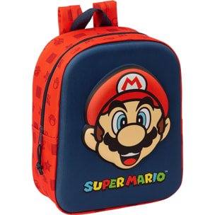 Mochila guarderia 3d bolsillo red super mario