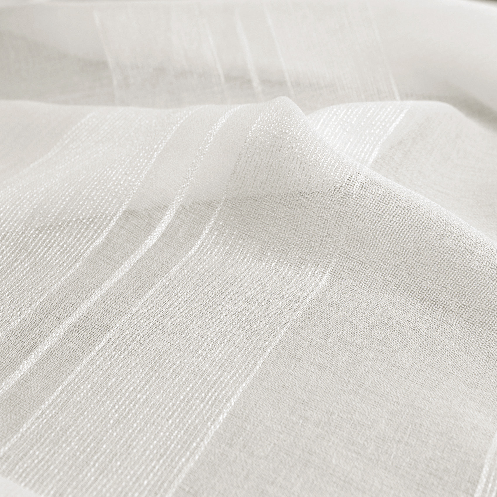 Voilage uni rayures brodées - Blanc