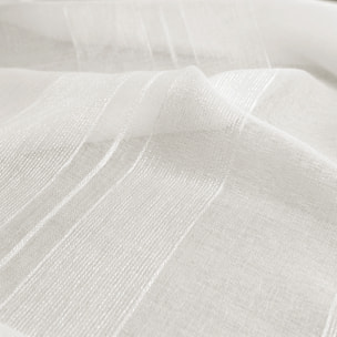 Voilage uni rayures brodées - Blanc