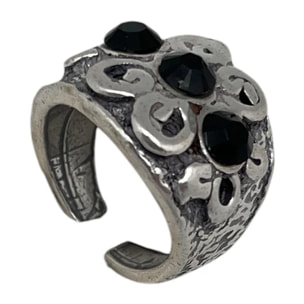 Anillo A3 cristal Sw negro y plata 10µ