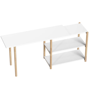 Bureau design naturel bambou blanc modulable angle ou droit