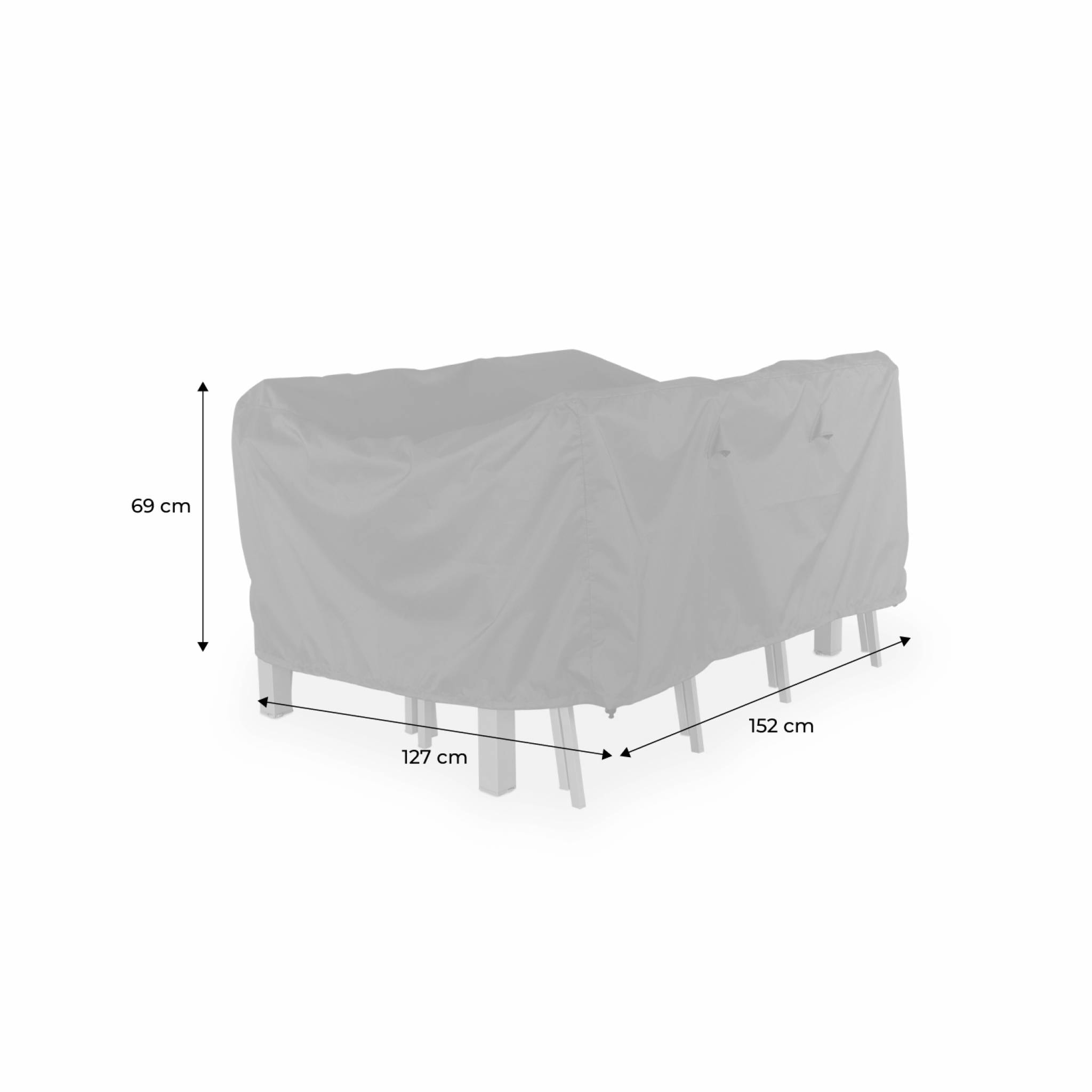 Housse de protection 150x125cm gris foncé - Bâche rectangulaire en polyester enduit PA pour tables de jardin Capua 150. Chicago 210 et Orlando